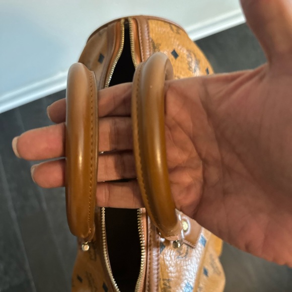 MCM Tan Leather Handbag with Multicolor Stripe - Picture 7 of 8